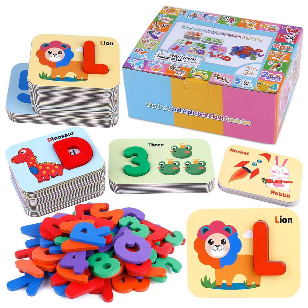 Alphabets & Numbers Wooden Flash Cards - MontessoriFun