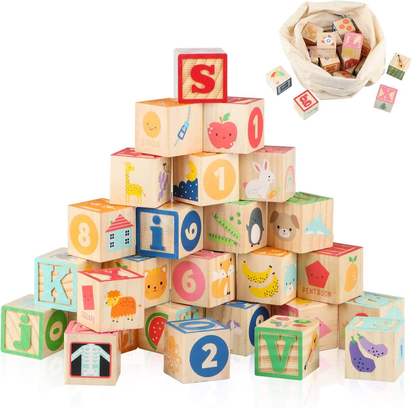 Montessori Wooden ABC Building Blocks - MontessoriFun