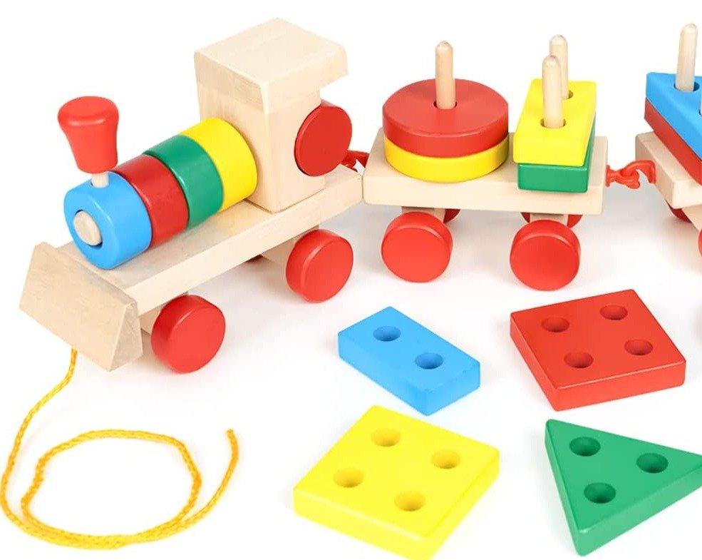 Montessori Wooden Building Block Train - MontessoriFun